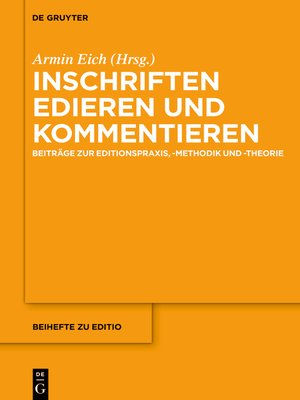 cover image of Inschriften edieren und kommentieren